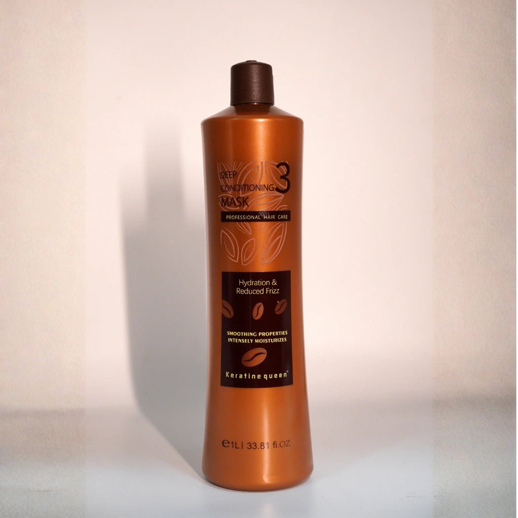 Keratin Queen Step 3 deep conditioning hair mask for hydration, frizz reduction and intensive hair repair, professional salon treatment 1L bottle