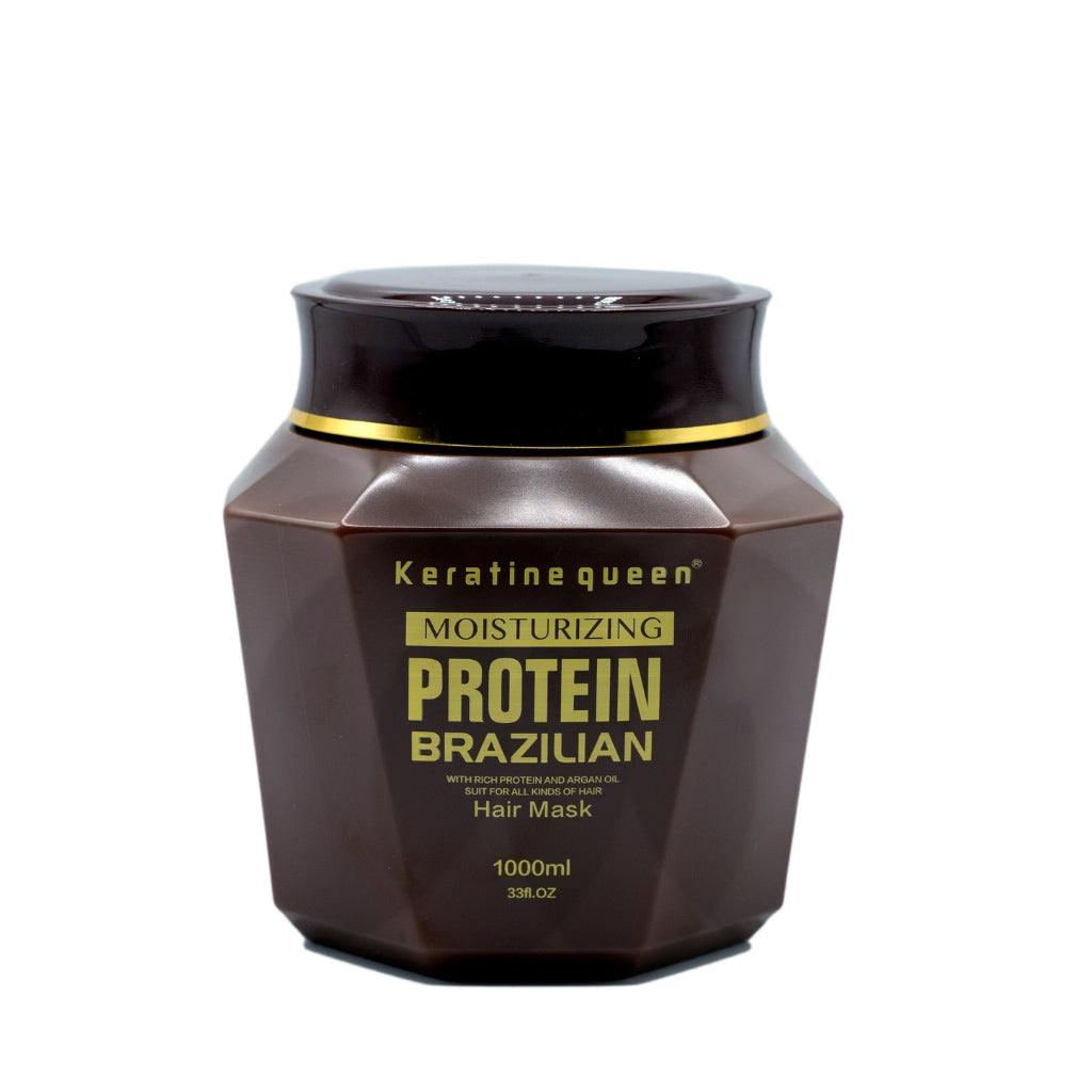 Keratin Queen moisturizing Brazilian protein hair mask jar, professional deep conditioning treatment with keratin and argan oil for repairing dry, damaged and frizzy hair 1000ml