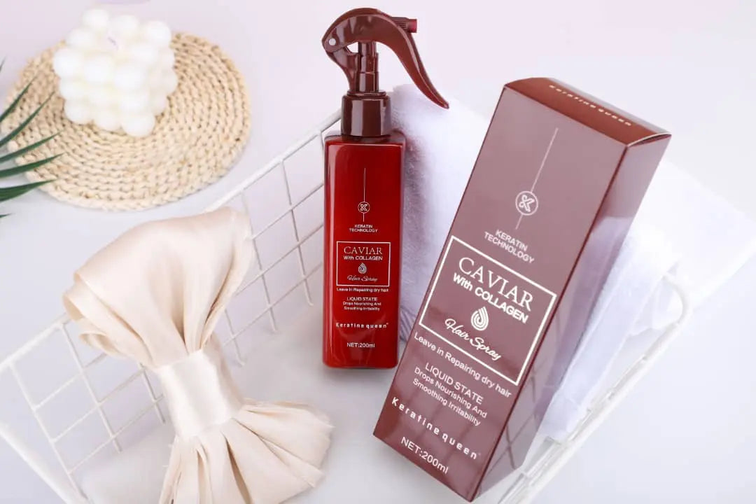 Keratine Queen Sulfate Free Caviar Hair Spray With Collagen For Long Lasting Fragrance Soft and Shiny Hair 200ml