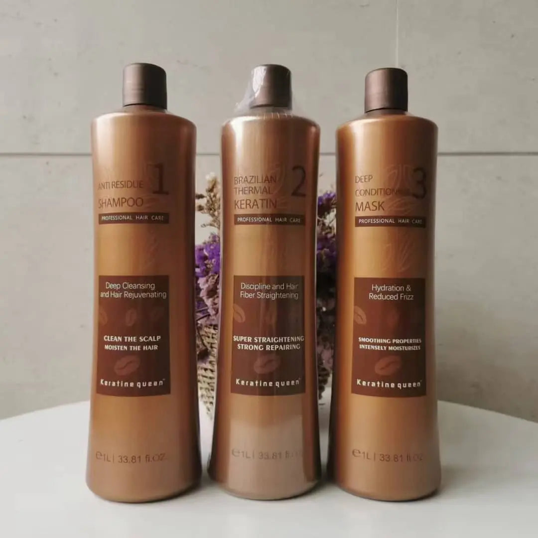 Keratine Queen Professional Hair Salon Treatment 3/Set 1L 33.81 Fl OZ